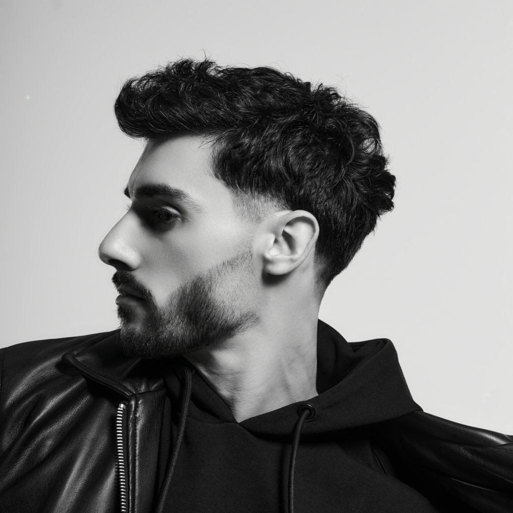 Modèle coupe et barbe homme réalisé lors d'un shooting studio — Cylea Formations Groupe CAC